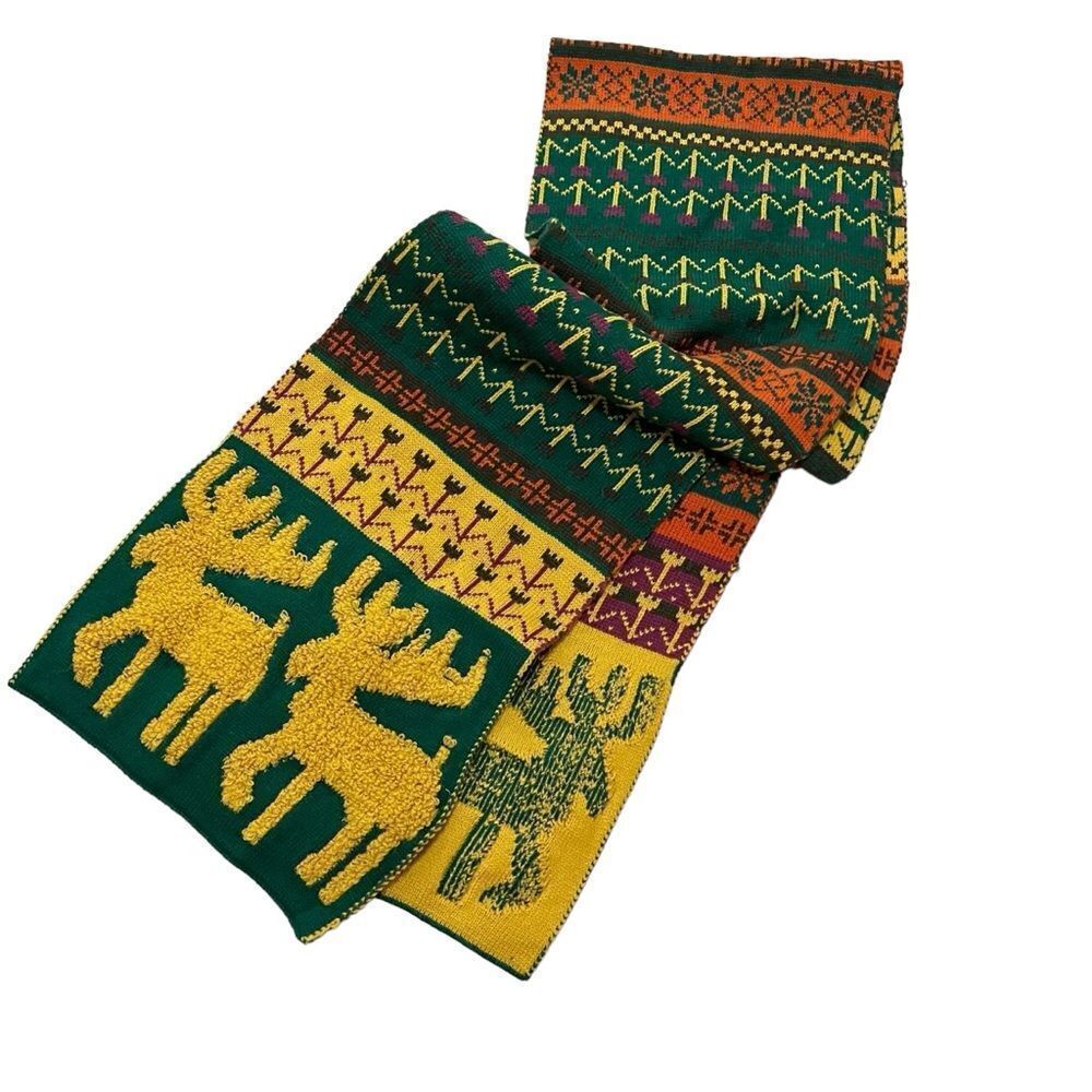 Knit Scarf with Moose Design